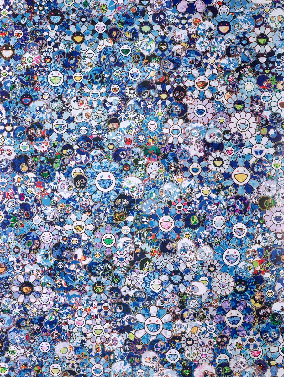Blue Flower And Skulls
