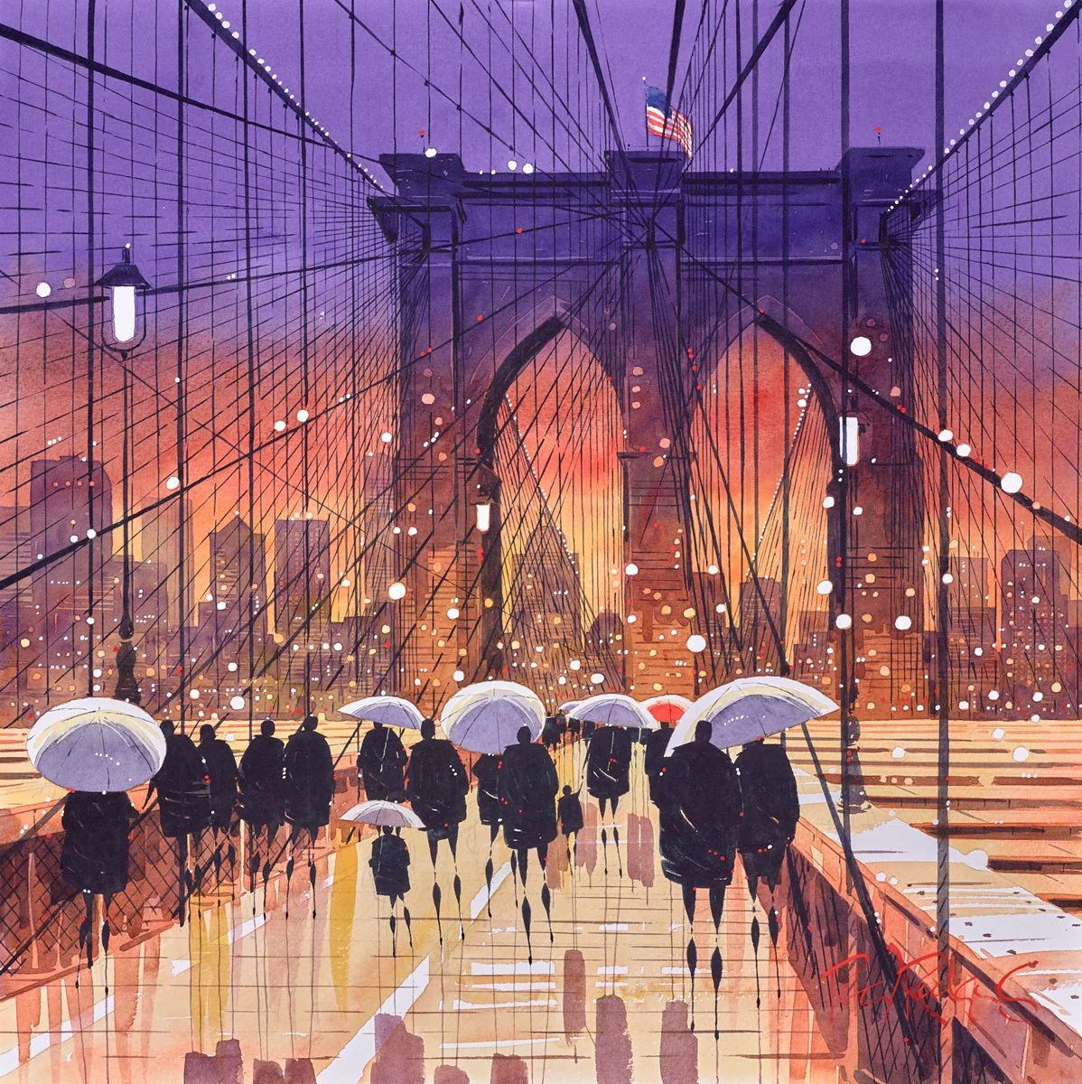 Bridge And Brollies - New York