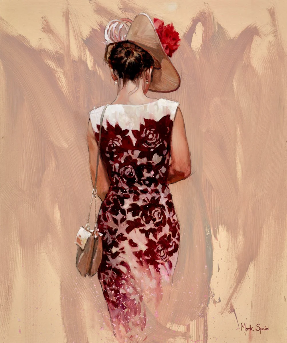 Burgandy  And White Dress Ascot Study - Image 2