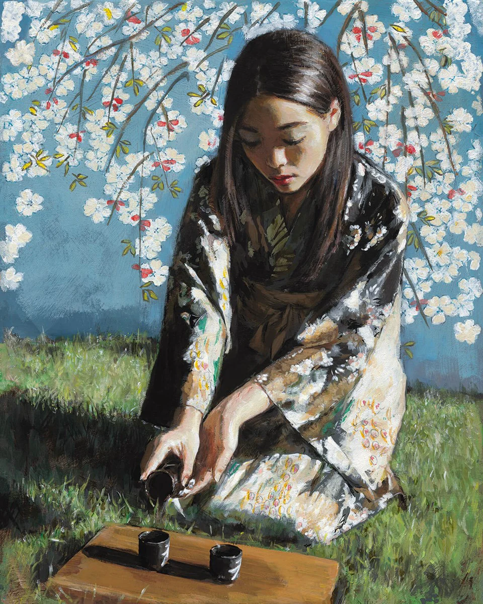 Geisha With White Flowers I - Image 3