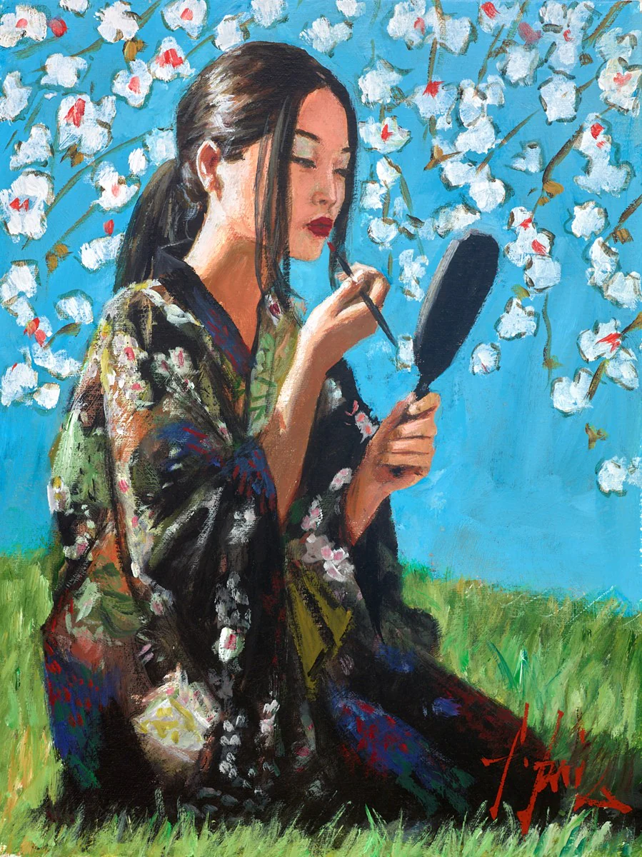 Geisha With White Flowers II