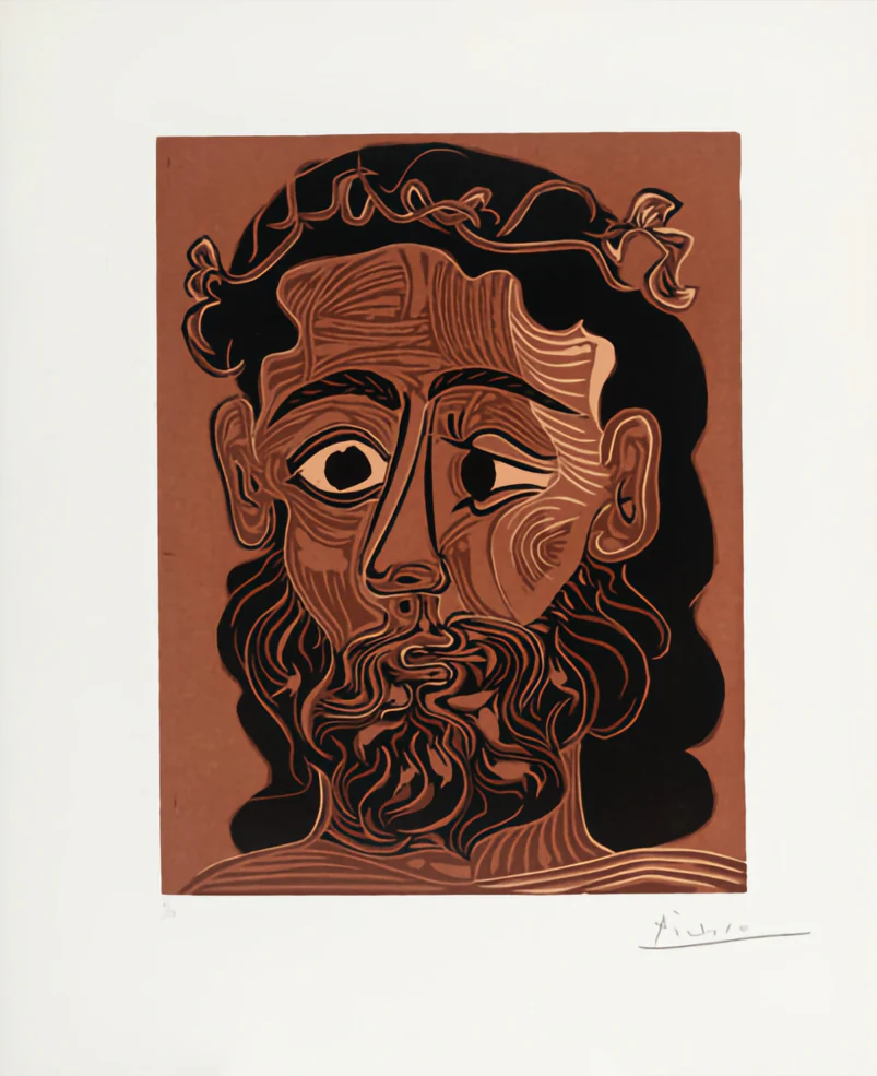 Homme Barbu Couronné De Feuilles De Vigne