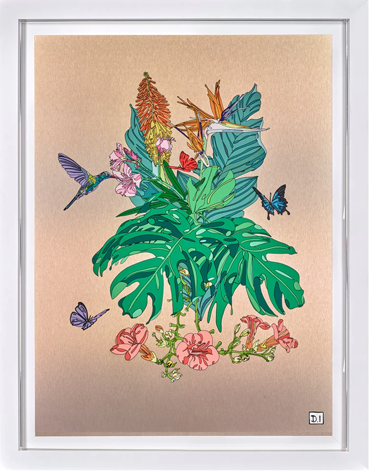 Hummingbird And Flowers