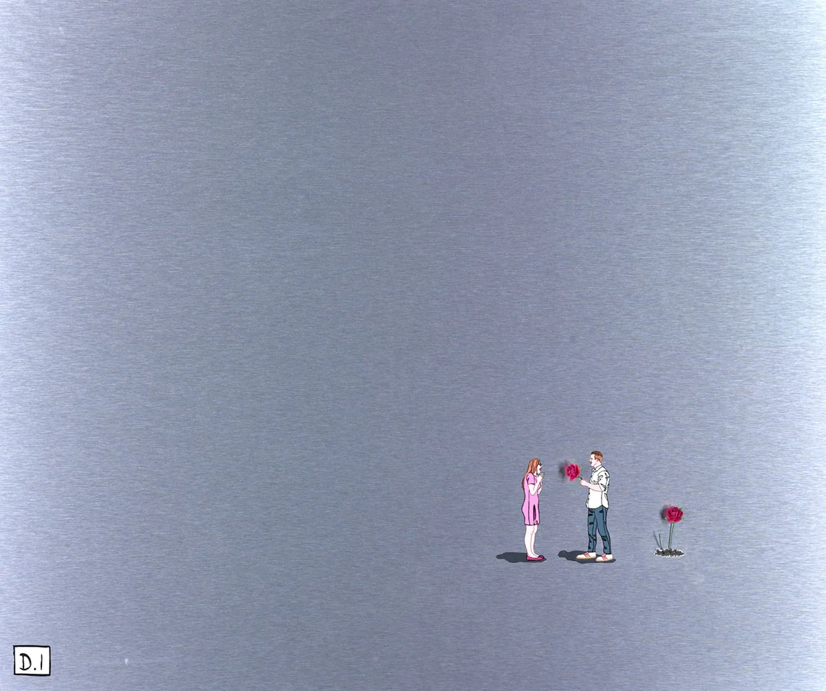 Man With Flower - Pink Rose