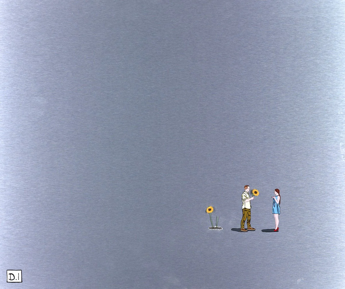 Man With Sunflowers (Blue Dress)