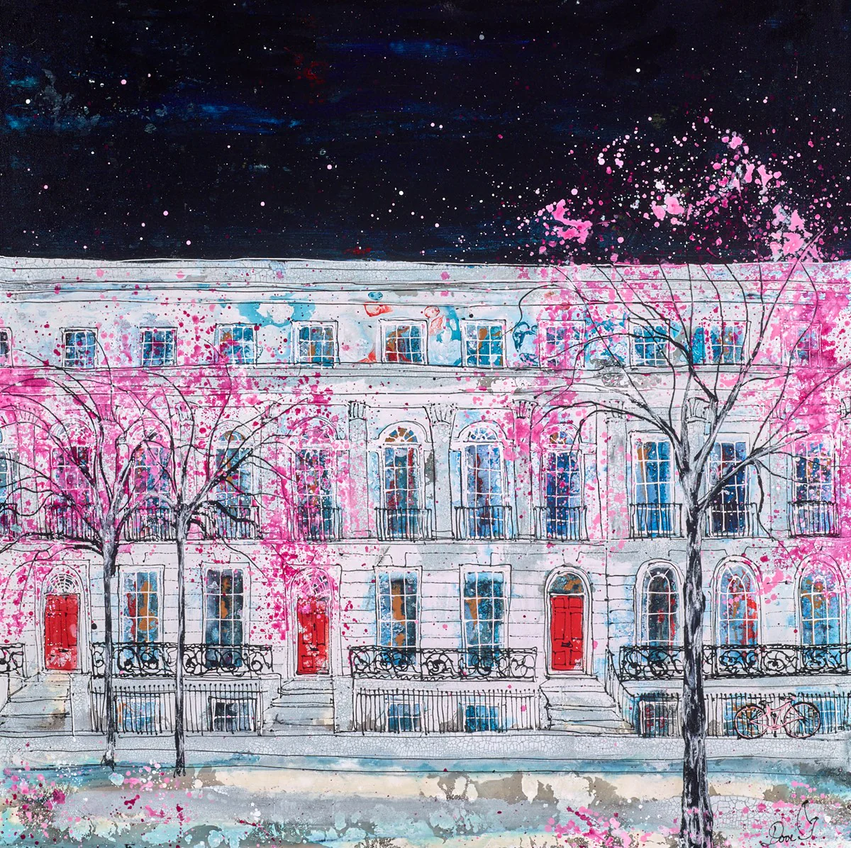 Red Doors And Blossom