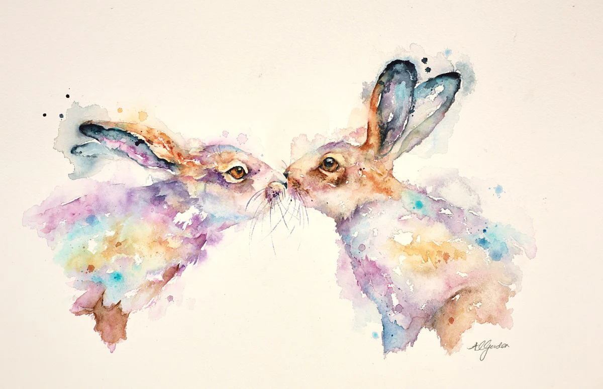 Tangled Whiskers- Kissing Hares - Image 2