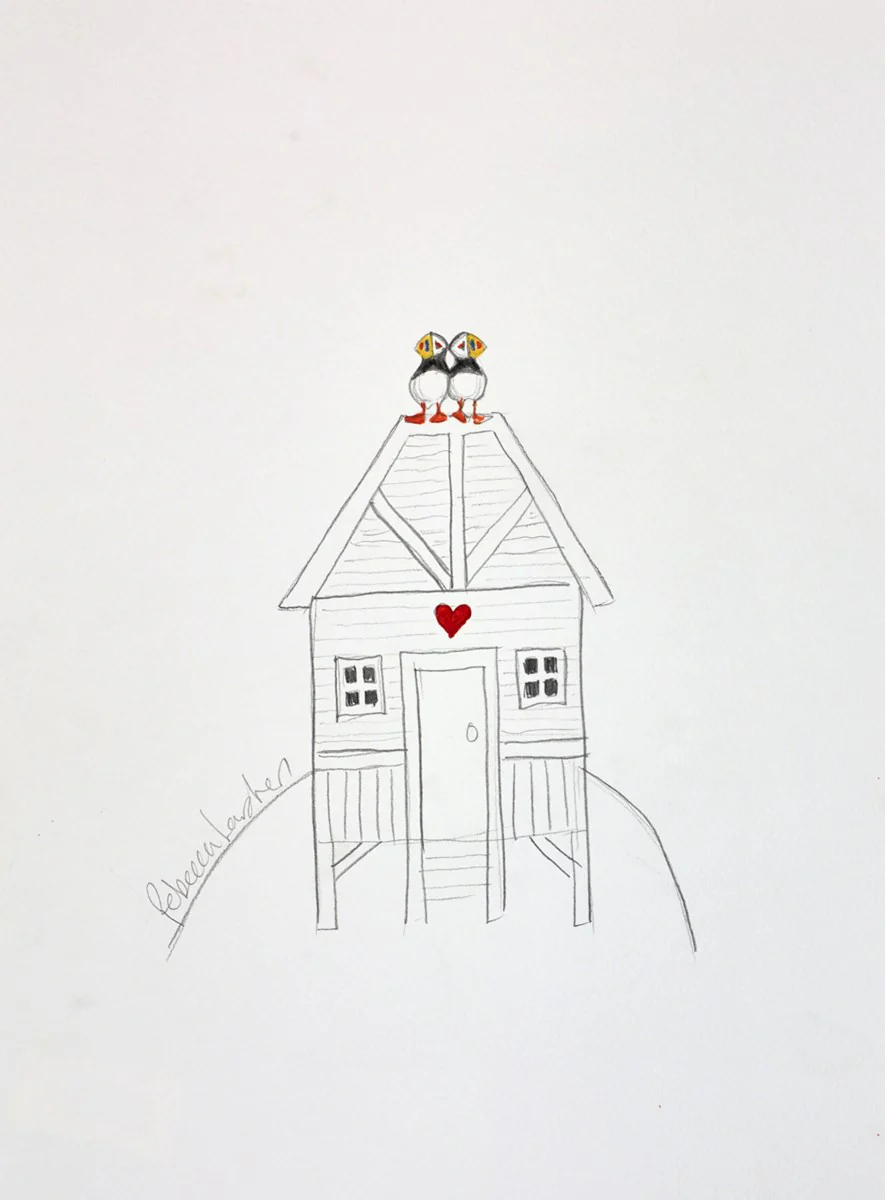 The Puffin Beach Hut Sketch II