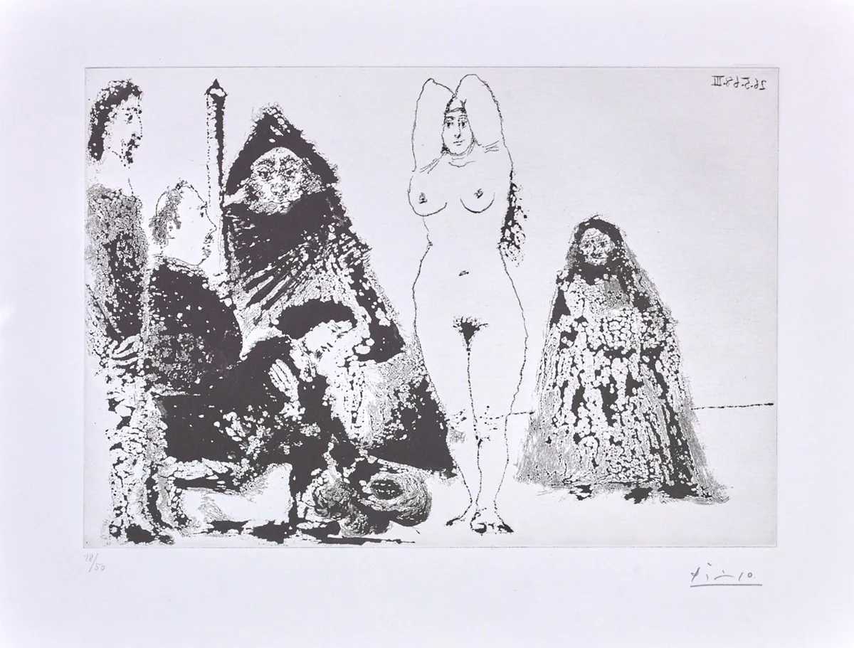 Young Man Kneeling Before Nude With Procuress And Others